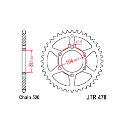 JTA478 Aluminium színes hátsó lánckerék