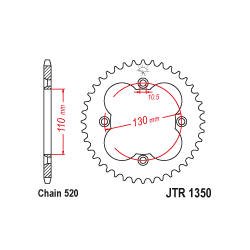 JTA1350 Aluminium színes hátsó lánckerék