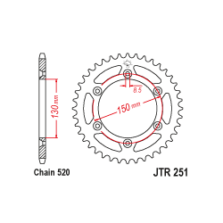 JTX251 Hibrid színes hátsó lánckerék