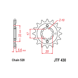 JTF430 első lánckerék