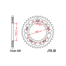 JTA28 Aluminium hátsó lánckerék